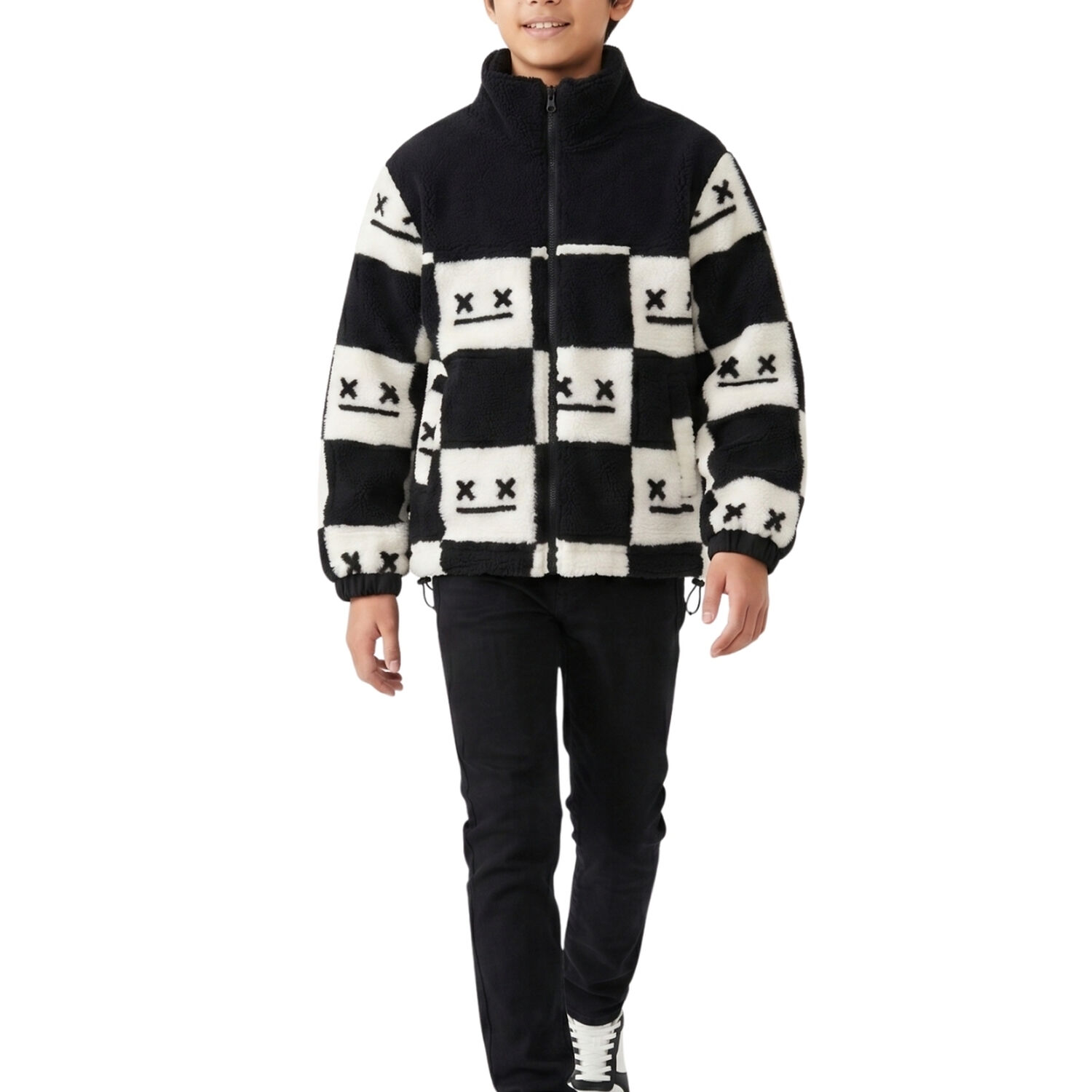 Chaqueta Polar Chiporro Aesthetic Dise&ntilde;o Cuadricula Urbano image number 0.0