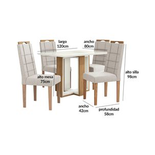 Juego De Comedor Yardas Parma / 4 Sillas