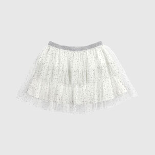 Falda Tutu Blanca Brillos Grises