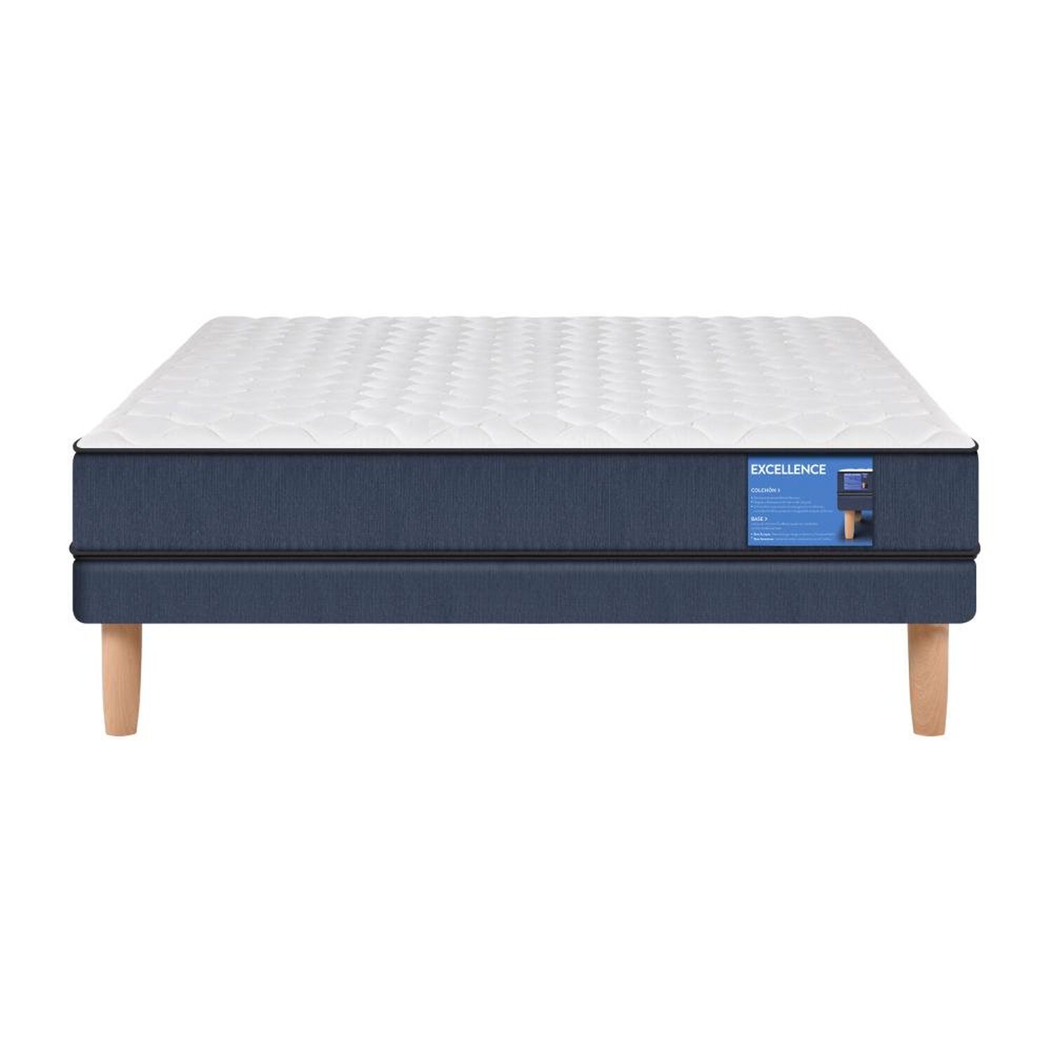 Cama Europea Cic Excellence / 2 Plazas / Base Normal + Set de Maderas Dakar image number 1.0