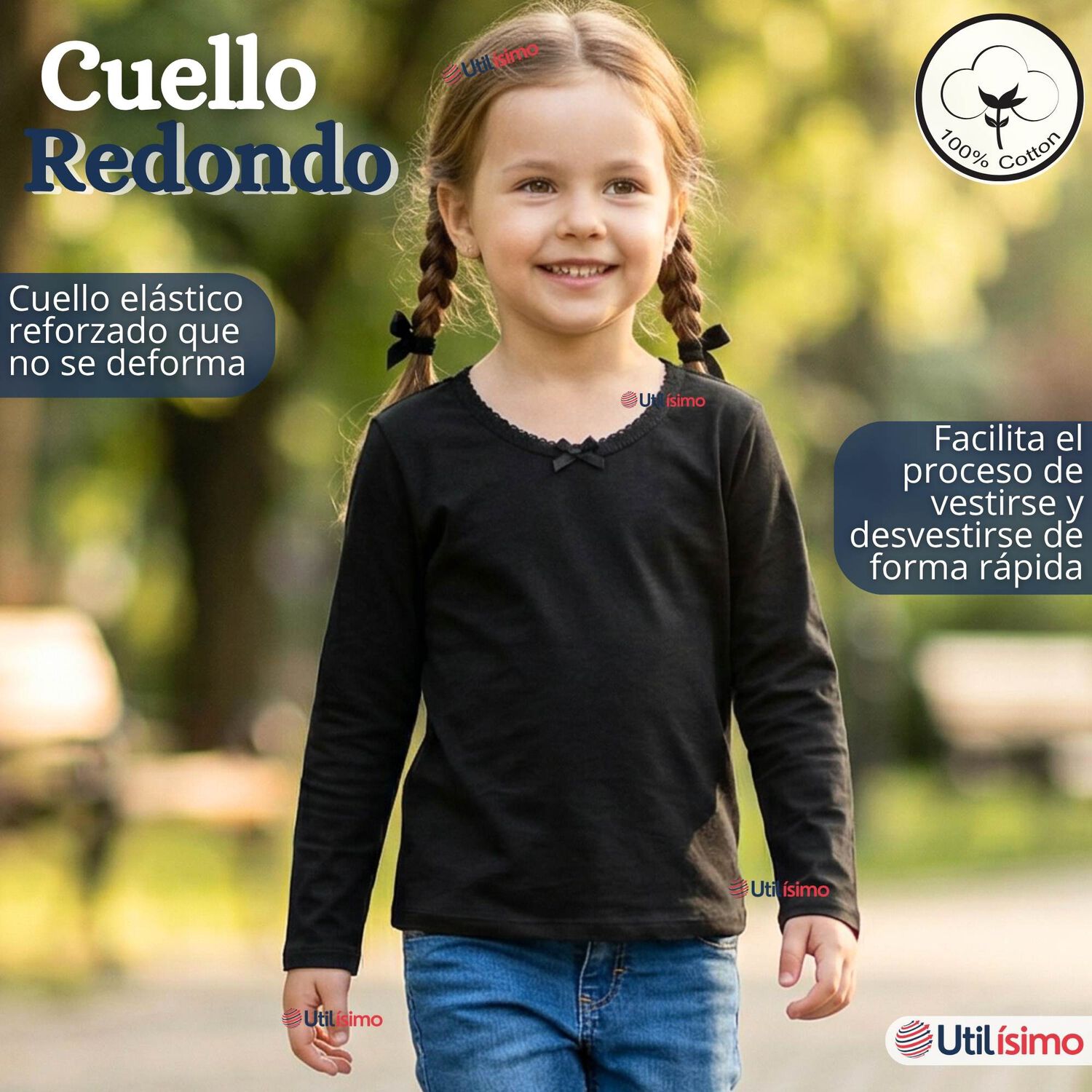 Camiseta Polera Algod&oacute;n Cuello Redondo Primera Capa Manga Larga Colores Surtidos Ni&ntilde;a image number 6.0