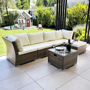 Living Terraza Modular Fresno Caramelo 5 Personas Con Cajones
