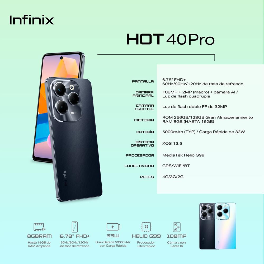 Smartphone Infinix Hot 40 Pro / 256 GB / Liberado image number 5.0