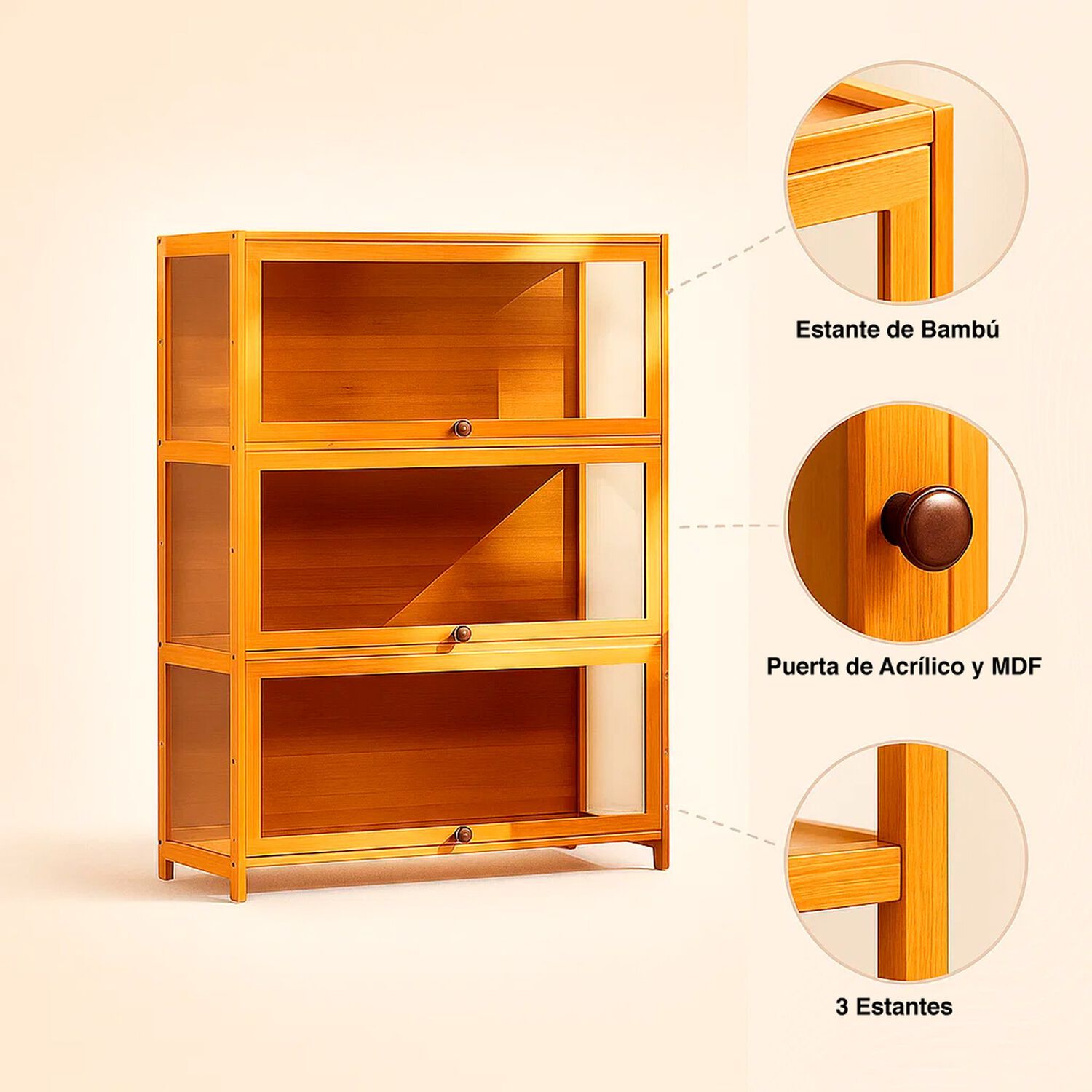 Vitrina Crystalbamboo 3 Niveles 80x33x106 image number 4.0