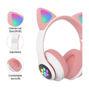 Aud&iacute;fonos Gamer Inal&aacute;mbricos Rosados Con Luz Led