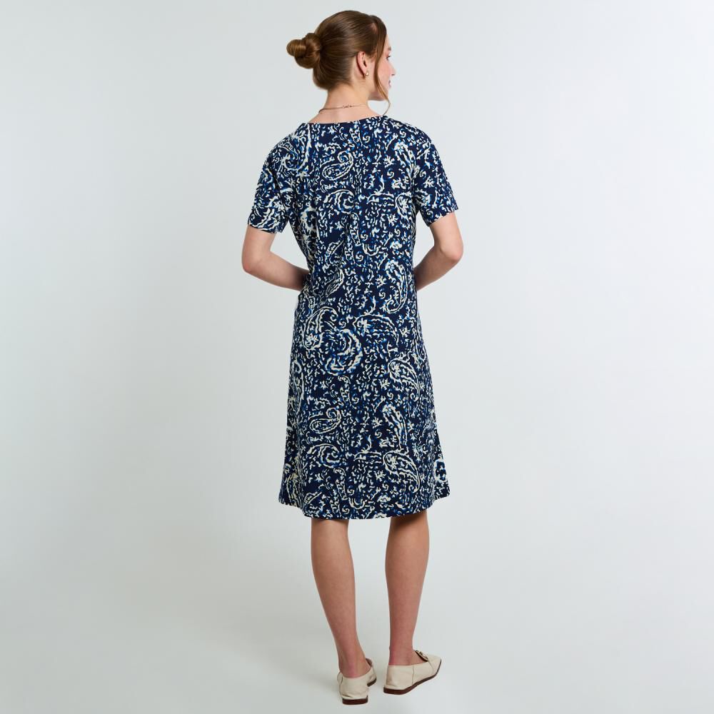 Vestido Full Print Manga Corta Cuello Redondo Mujer Lesage image number 3.0