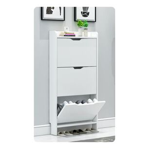 Zapatero Blanco Organizador 3 Niveles Dise&ntilde;o Compacto