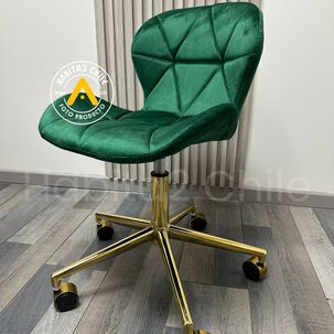 Silla Escritorio Mariposa Felpa Pedestal Dorado