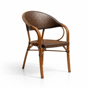 Silla Bistro Parisina Rattan Con Reposabrazos Jolie - Caf&eacute; Oscuro