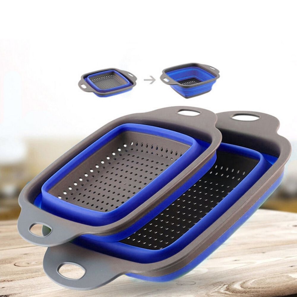 Pack 2 Coladores Escurridor Rectangular Cocina Azul image number 2.0
