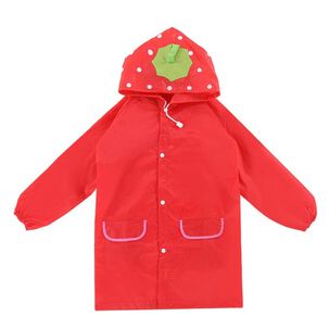 Poncho Impermeable Con Gorro Para Lluvia Infantil Rojo