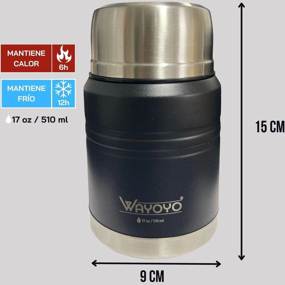 Termo Comida Wayoyo 510 Ml Acero Inoxidable Negro image number 6.0