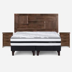 Cama Europea Rosen Driven / King / Base Dividida + Set De Maderas Dolce