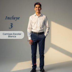 Pack 3 Camisas Escolares Blanca Manga Larga Colegio Para Ni&ntilde;os Y Juvenil