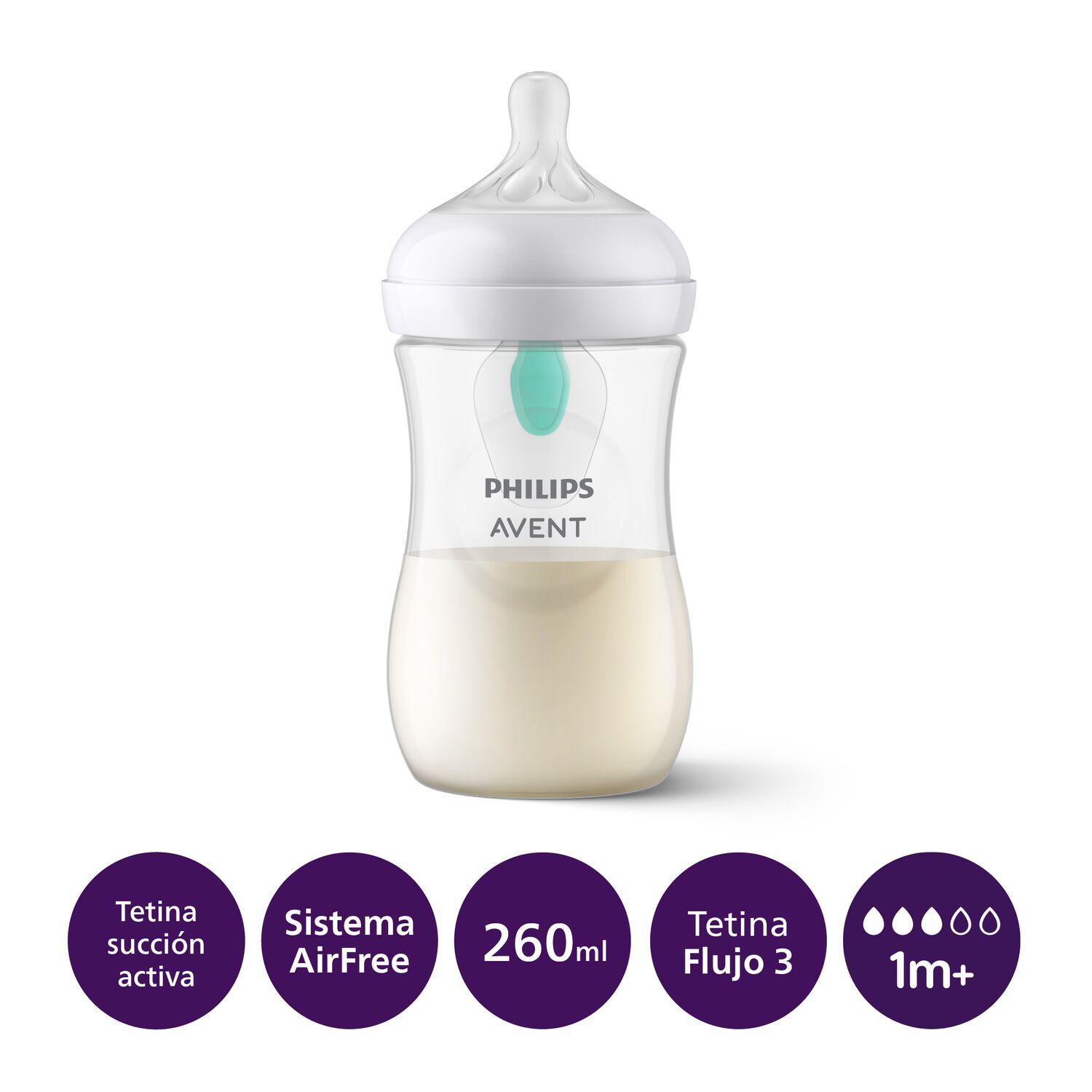 Mamadera Natural Response Con Abertura Airfree Avent Scy673/01 +1 M 260 Ml image number 1.0
