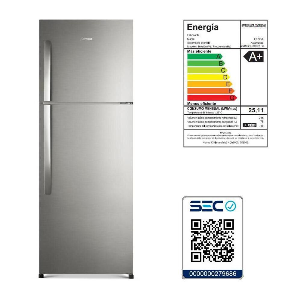 Refrigerador Top Freezer Fensa Advantage 5300 / No Frost / 320 Litros / A+ image number 7.0