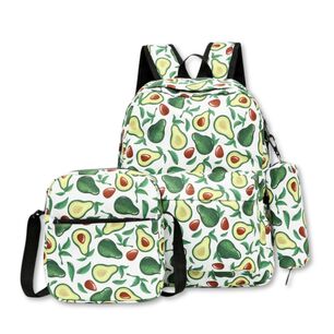 Pack Mochila Lonchera Estuche 43cm Juvenil Y Escolar Avocado White