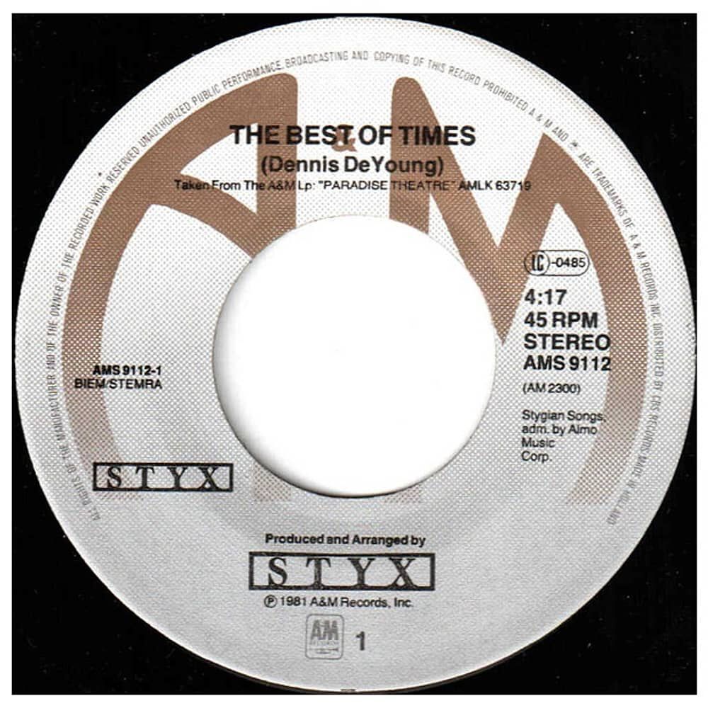 Styx - The Best Of Times| 7'' Single Vinilo Usado image number 2.0