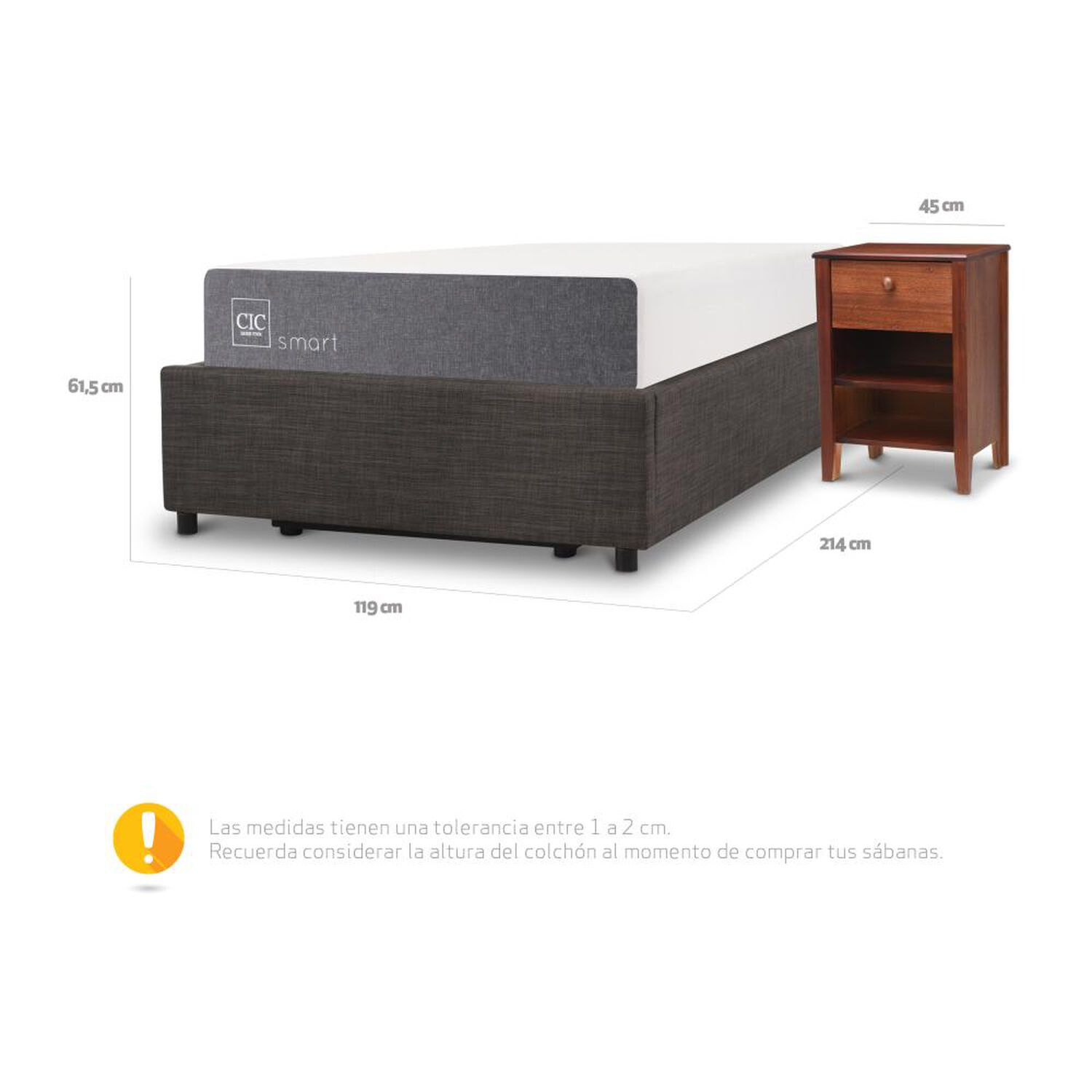 Cama Ba&uacute;l Cic Smart / 1.5 Plazas / Base Normal + Velador image number 5.0