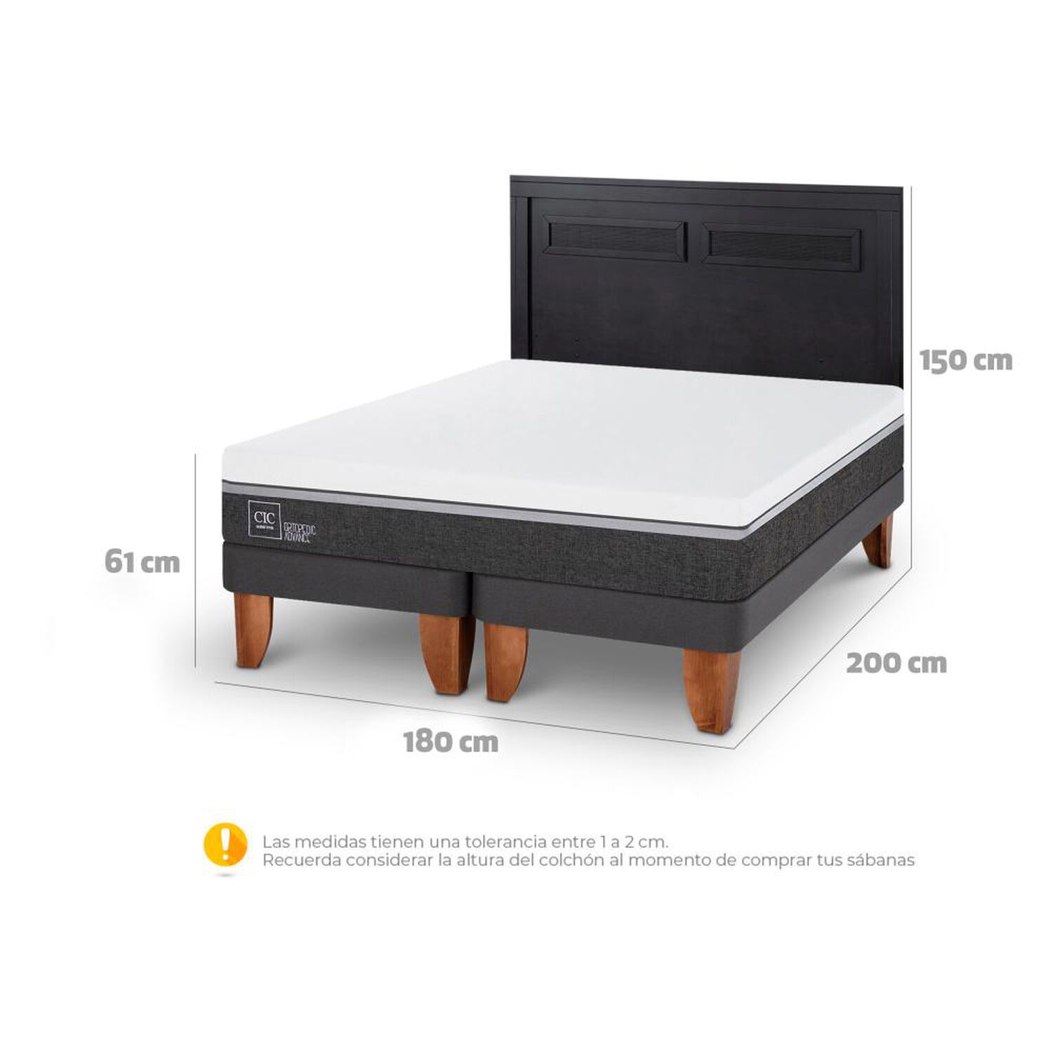 Cama Europea Cic Ortopedic Advance / King / Base Dividida + Respaldo image number 4.0