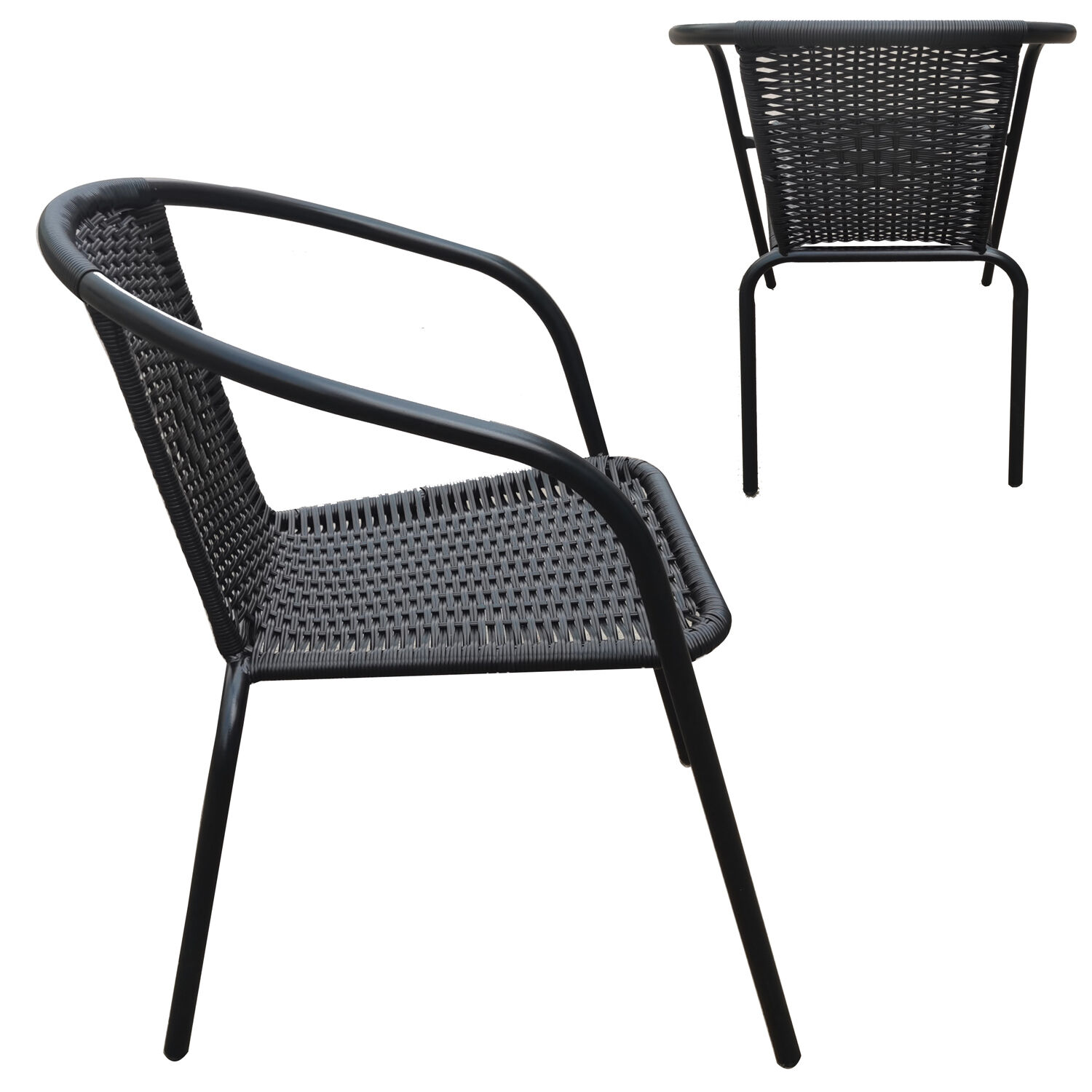 Pack 4 Silla De Terraza Rat&aacute;n Sint&eacute;tico Y Acero Negro image number 3.0