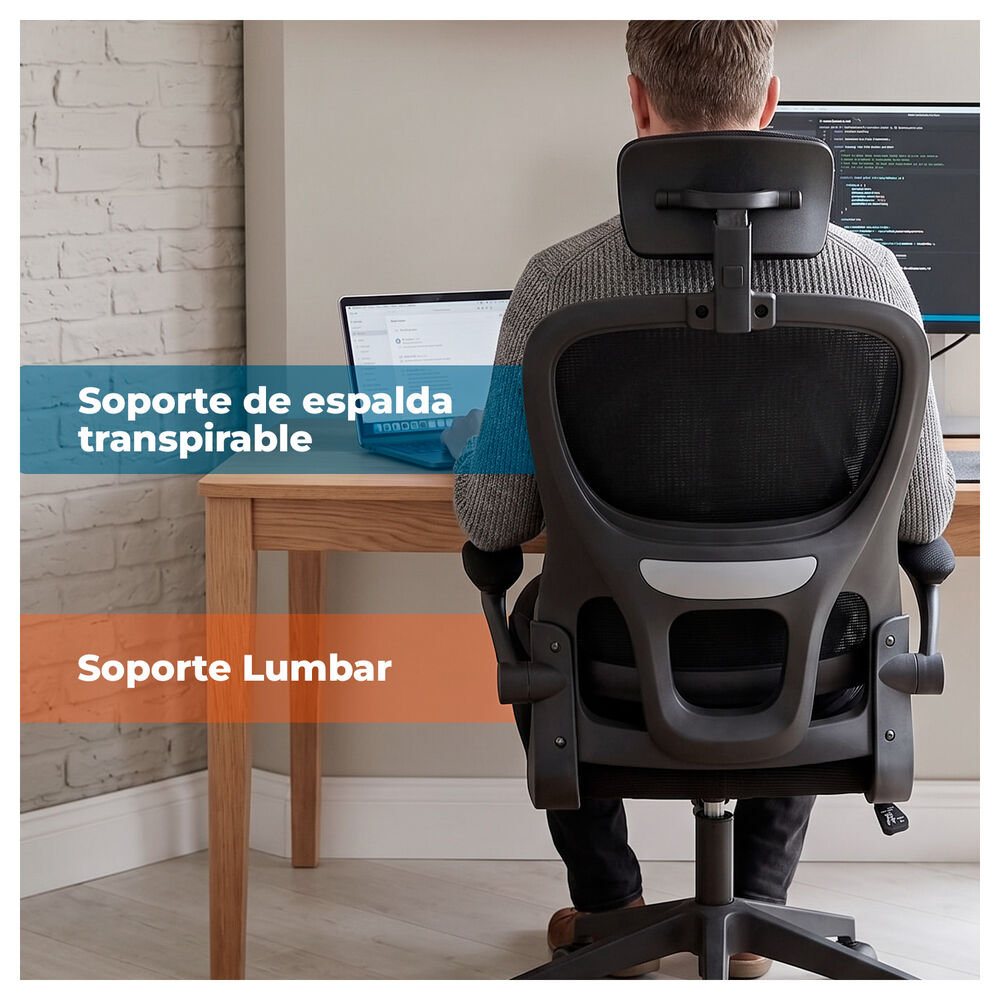 Silla Oficina Ergon&oacute;mica Reclinable Soporte Lumbar image number 4.0