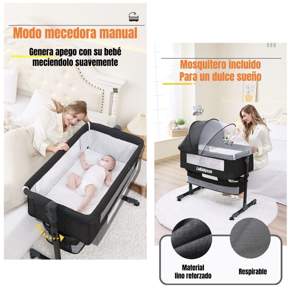 Cuna Colecho One Con Mosquitero Colchón Cafe Lubabycas image number 1.0