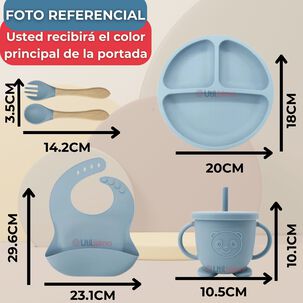 Set De Alimentación Bebé Silicona Con Vaso 5 Piezas Libre Bpa Color Azul