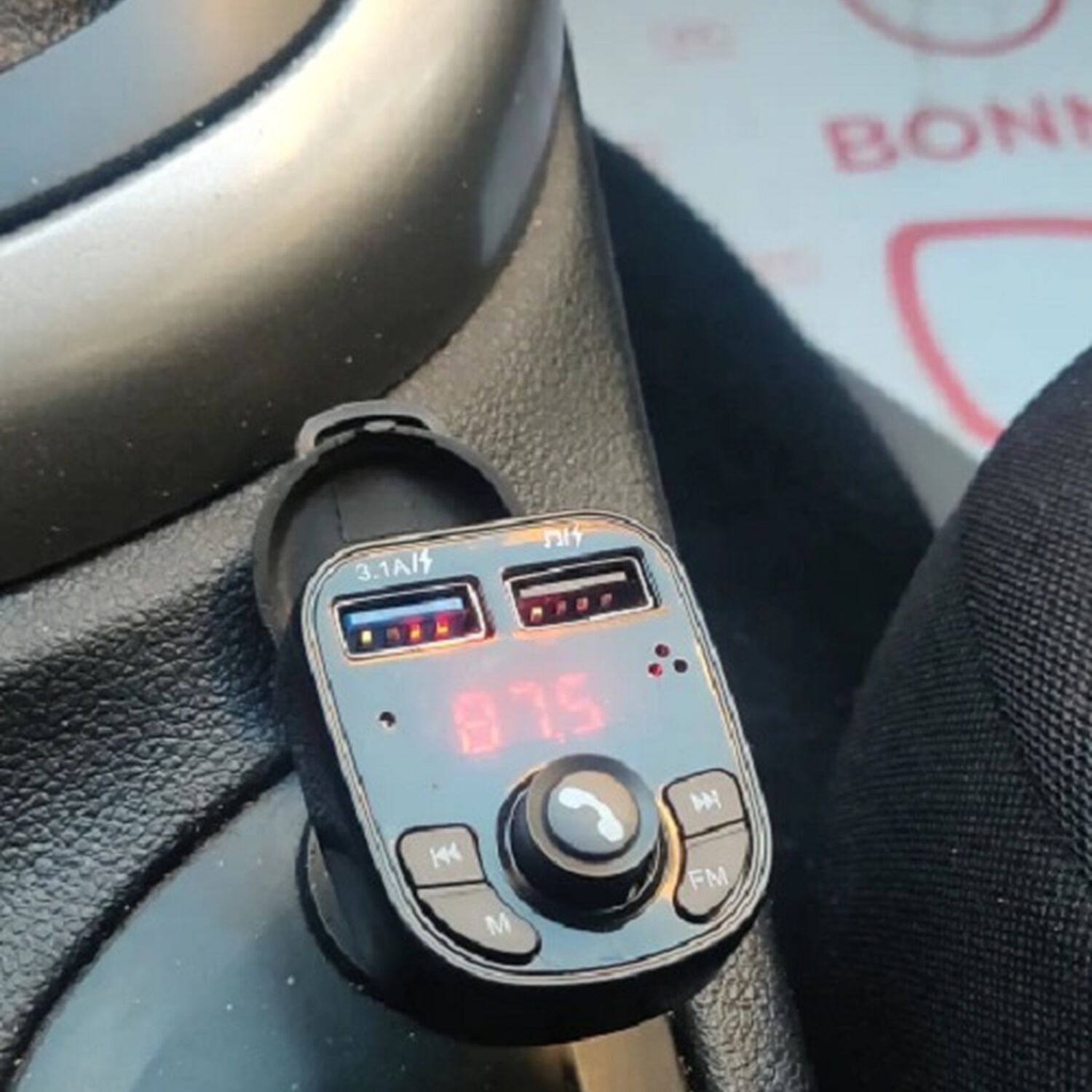 Adaptador Transmisor Bluetooth Fm Radio Cargador Celular 2,1a 2 Usb Encendedor image number 6.0