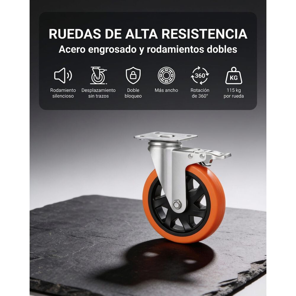 Set X4 Ruedas De 4 Pulgada Giratoria Para Muebles Con Frenos image number 3.0