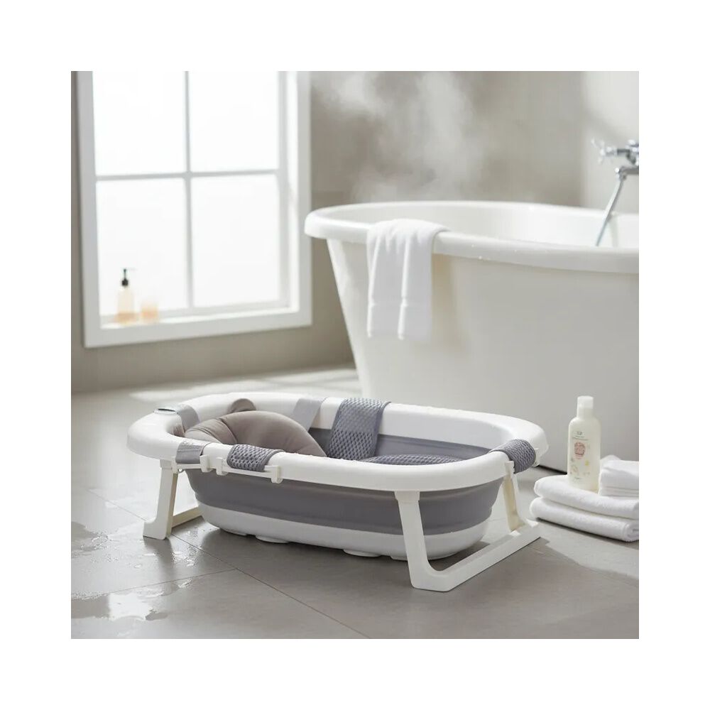 Ba&ntilde;era Plegable Bebe Con Cojin Almohada Y Reductor Gris image number 1.0