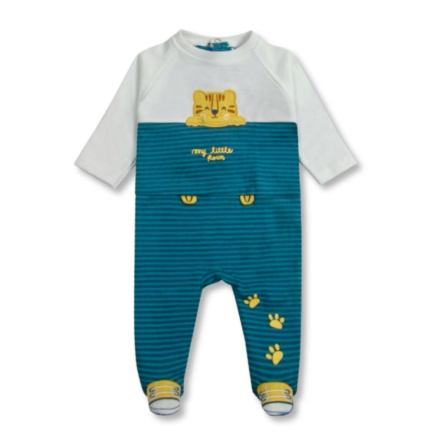 Enterito Pijama Beb&eacute; De Algod&oacute;n Ni&ntilde;o Gato Rayado image number 0.0