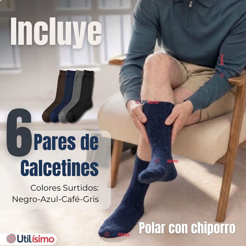 Pack 6 Pares Calcetines T&eacute;rmicos Corte Alto Hombre Surtidos image number 1.0
