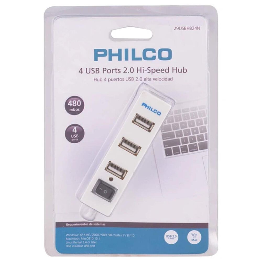 Mini Hub 2.0 4 Puertos Usb Con Encendedor Blanco image number 3.0