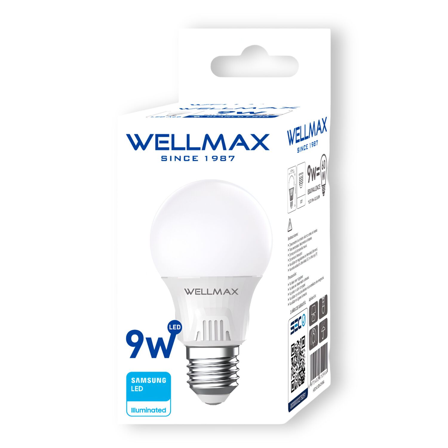 Pack De 3 Ampolletas Wellmax E-27 9w Luz Fria Led Samsung image number 2.0