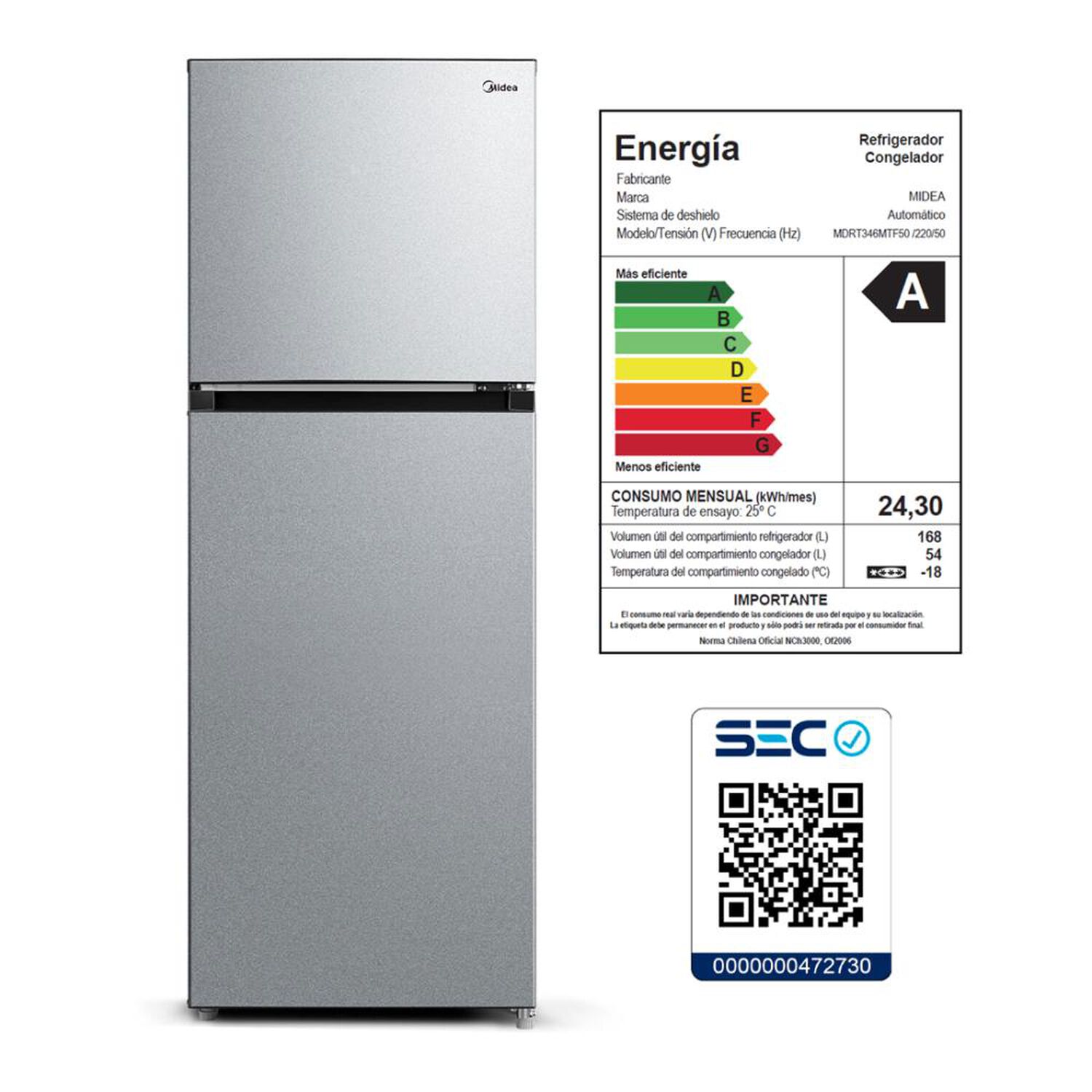 Refrigerador Top Freezer Midea MDRT346MTF50 / No Frost / 236 Litros / A image number 7.0