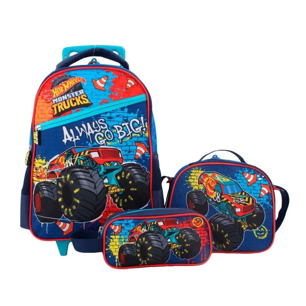 Pack 3 Piezas Mochila Lonchera Estuche Camiones Ni&ntilde;os image number 0.0