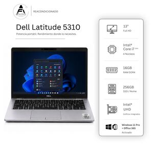 Notebook Dell 5310 I7 10th 16gb 256gb - Win11 Office - Reacondicionado Profesional