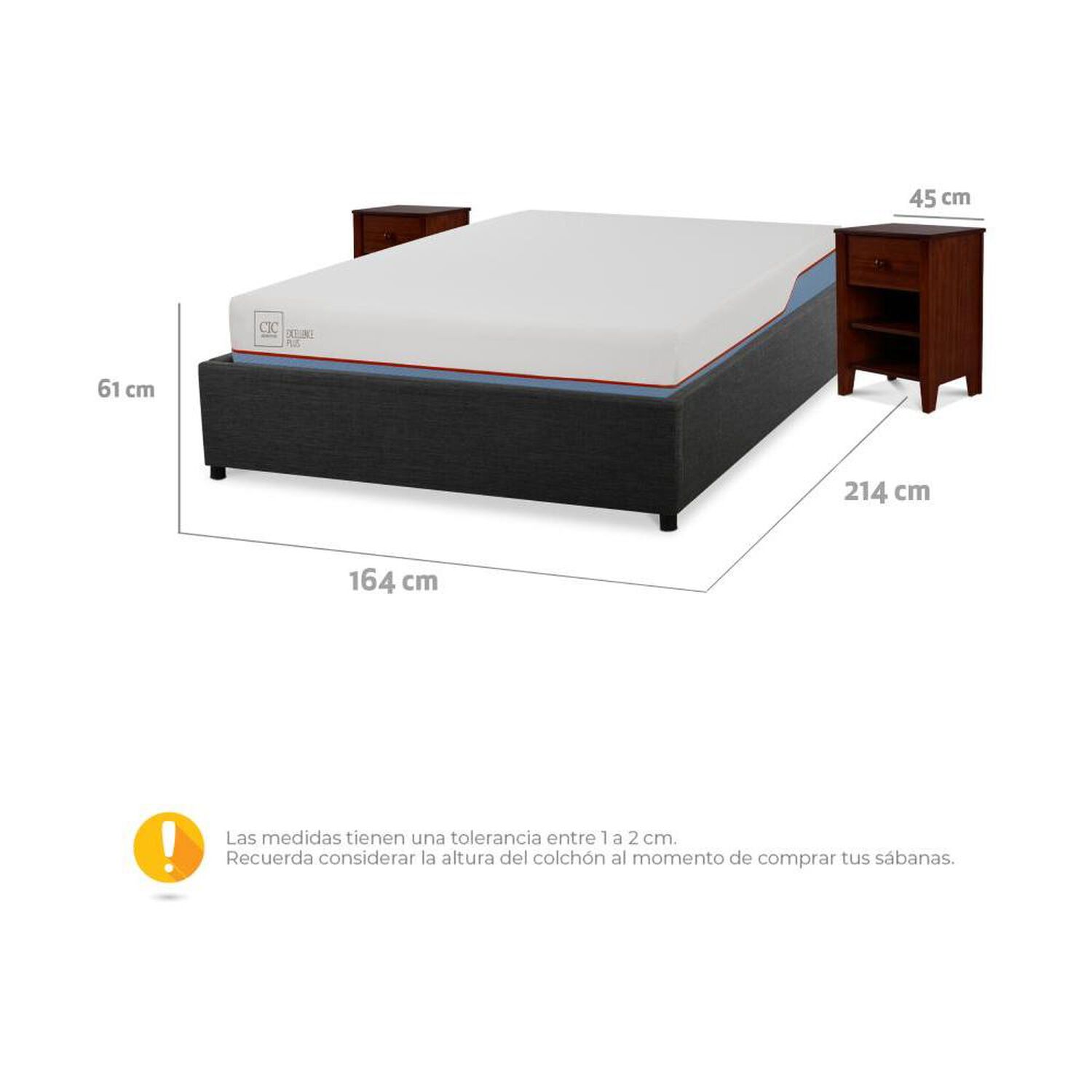Cama Ba&uacute;l Cic Excellence Plus / 2 Plazas / Base Normal + Velador image number 5.0