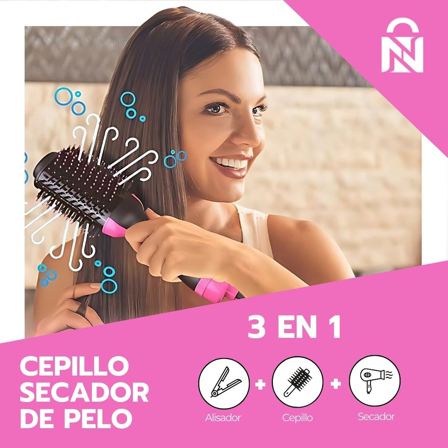 Cepillo Peine Secador Pelo Alisador El&eacute;ctrico 3 En 1 image number 2.0