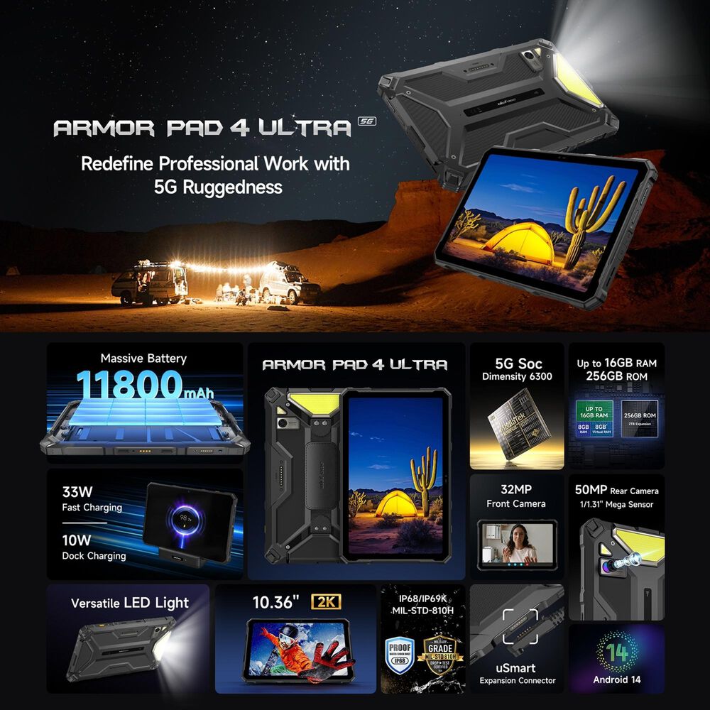 Ulefone Armor Pad 4 Ultra - Tablet Rugged 10.36" 5g, 8gb Ram, 256gb - Resistencia Extrema image number 1.0