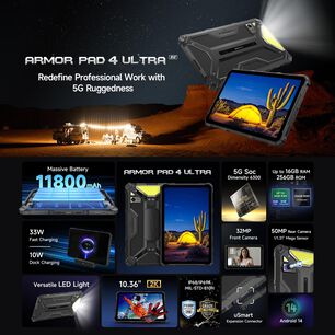 Ulefone Armor Pad 4 Ultra - Tablet Rugged 10.36" 5g, 8gb Ram, 256gb - Resistencia Extrema