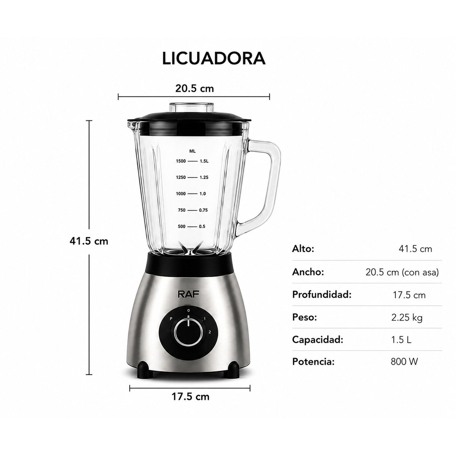 Licuadora 3 En 1 Vaso Vidrio Molinillo Y Acero 1000w image number 0.0