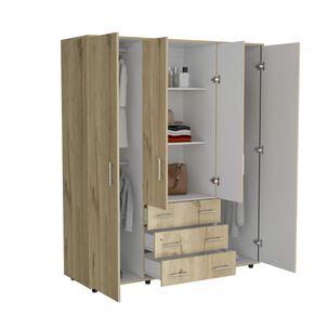 Closet 4 Puertas Café Claro Y Blanco 179x150x49,3 Cm
