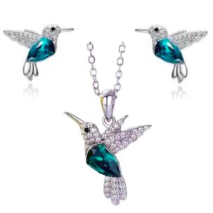 Collar Picaflor Plata Cristal Fino De Lujo