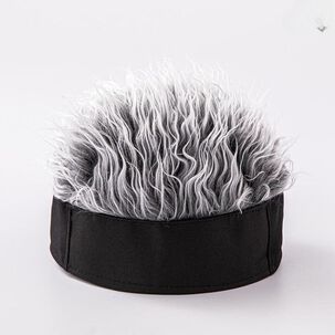 Gorra Con Peluca De Pelo Falso Gris Tem&aacute;tico