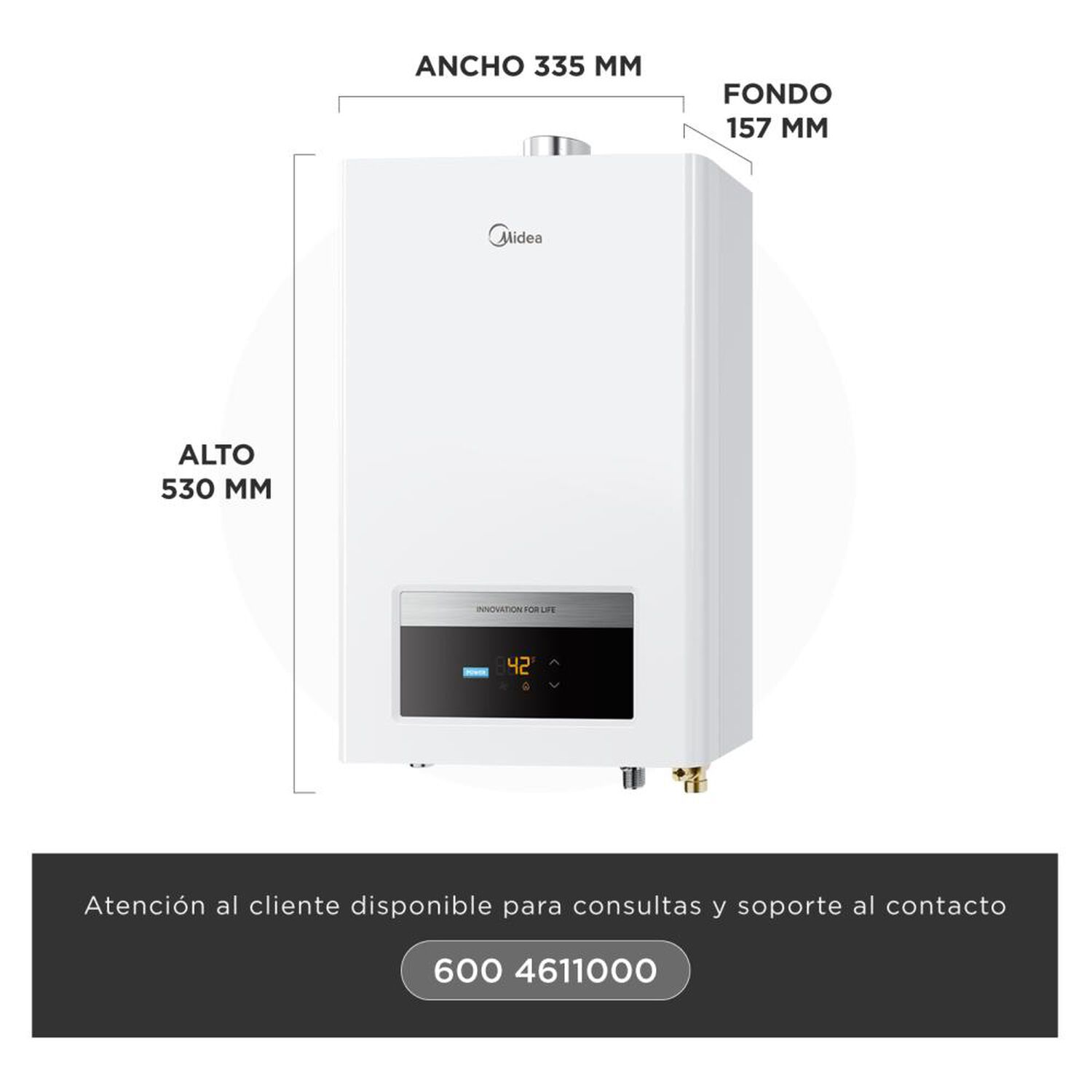 Calefont Midea  MGWH13-26EQPCLW-GN / Tiro Forzado / Gas Natural  / 13 Litros image number 2.0