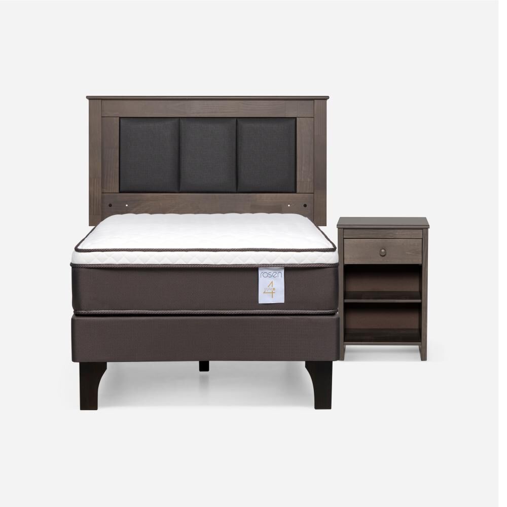 Cama Europea Rosen New Style 4 Plus / 1 Plaza / Base Normal  + Set Maderas Rachel Gris image number 0.0