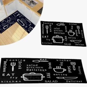 Alfombra Cocina Piso Entrada Antideslizante Negro