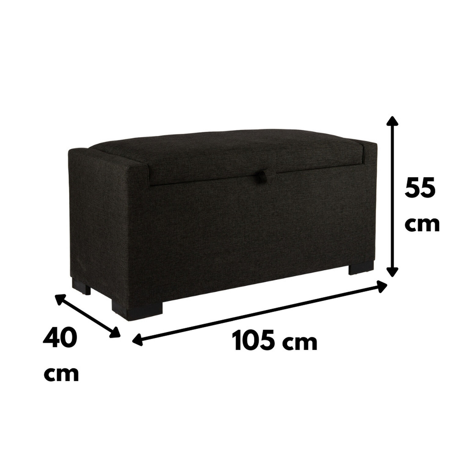 Banqueta Con Ba&uacute;l Leyzy Grafito Delta 40x55x105 Cm M&aacute;xima Design image number 3.0